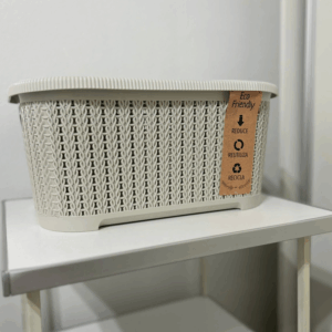 Canasto símil rattán con tapa 12 litros eco friendly