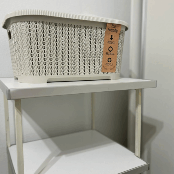 Canasto símil rattán con tapa 12 litros eco friendly - Imagen 8