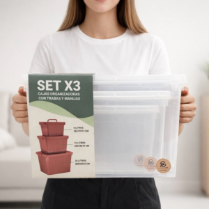 Set x 3 cajas organizadoras transparentes