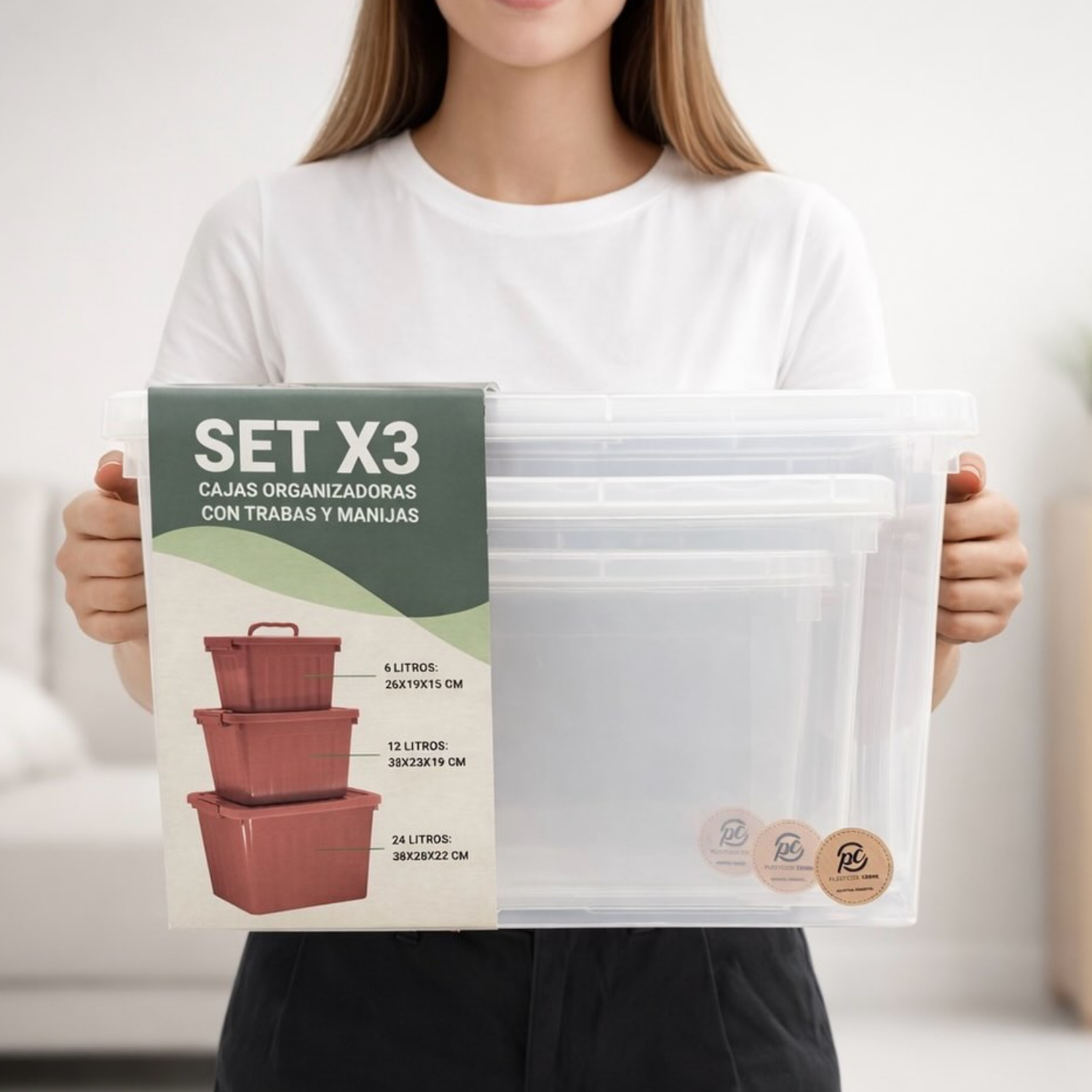 Set x 3 cajas organizadoras transparentes